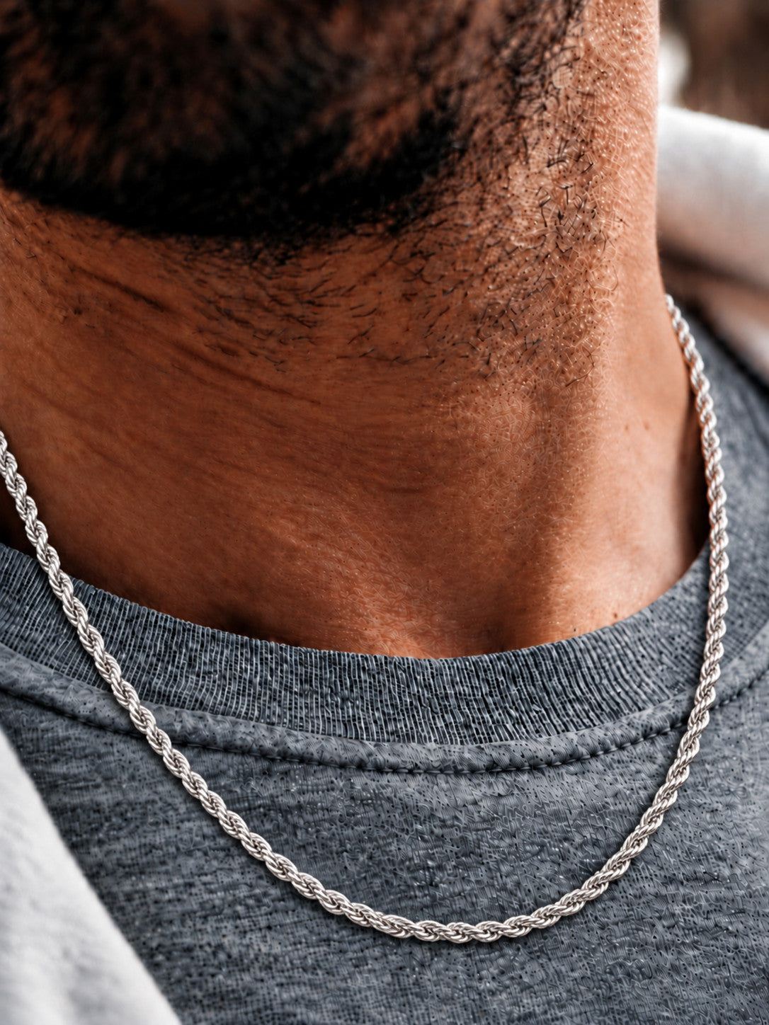 3.5mm 925 sterling silver diamond cut rope chain necklace