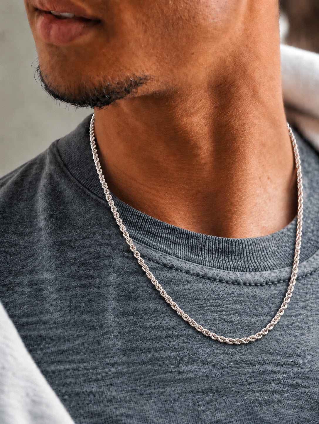 2.5mm 925 sterling silver diamond cut rope chain necklace