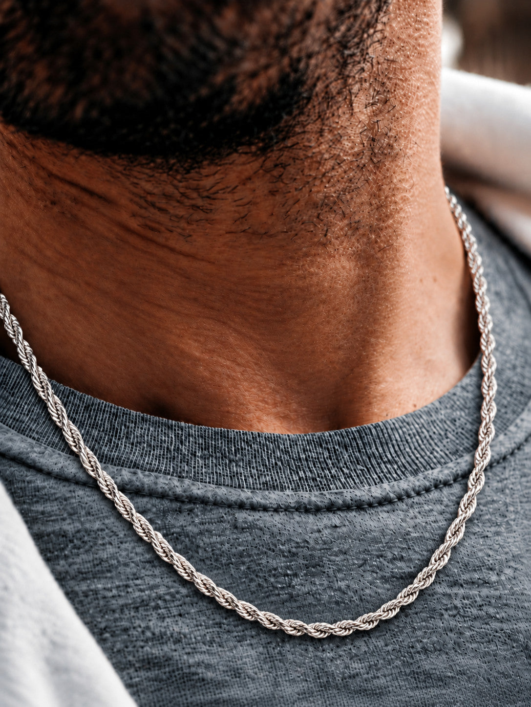 4mm 925 sterling silver diamond cut rope chain necklace