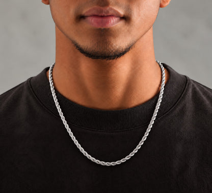 5.5mm 925 sterling silver diamond cut rope chain necklace