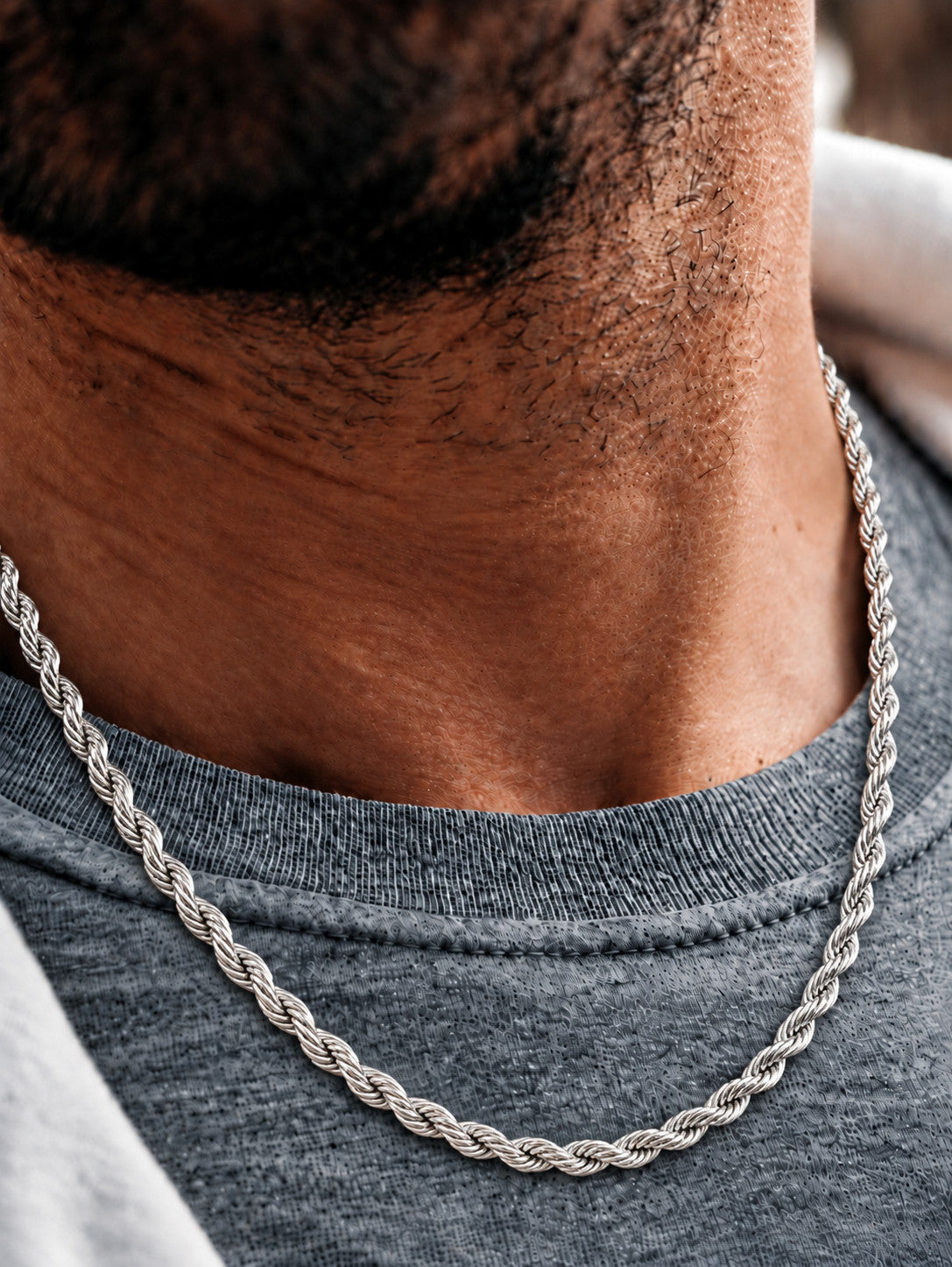 4.5mm 925 sterling silver diamond cut rope chain necklace