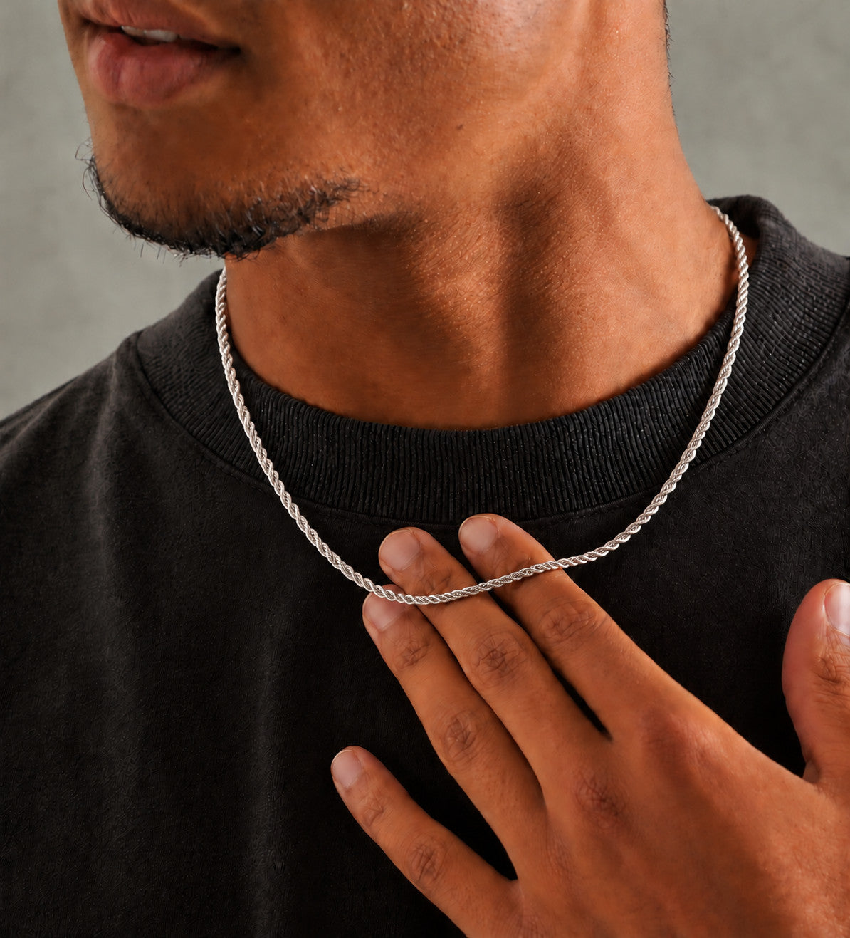 3mm 925 sterling silver diamond cut rope chain necklace