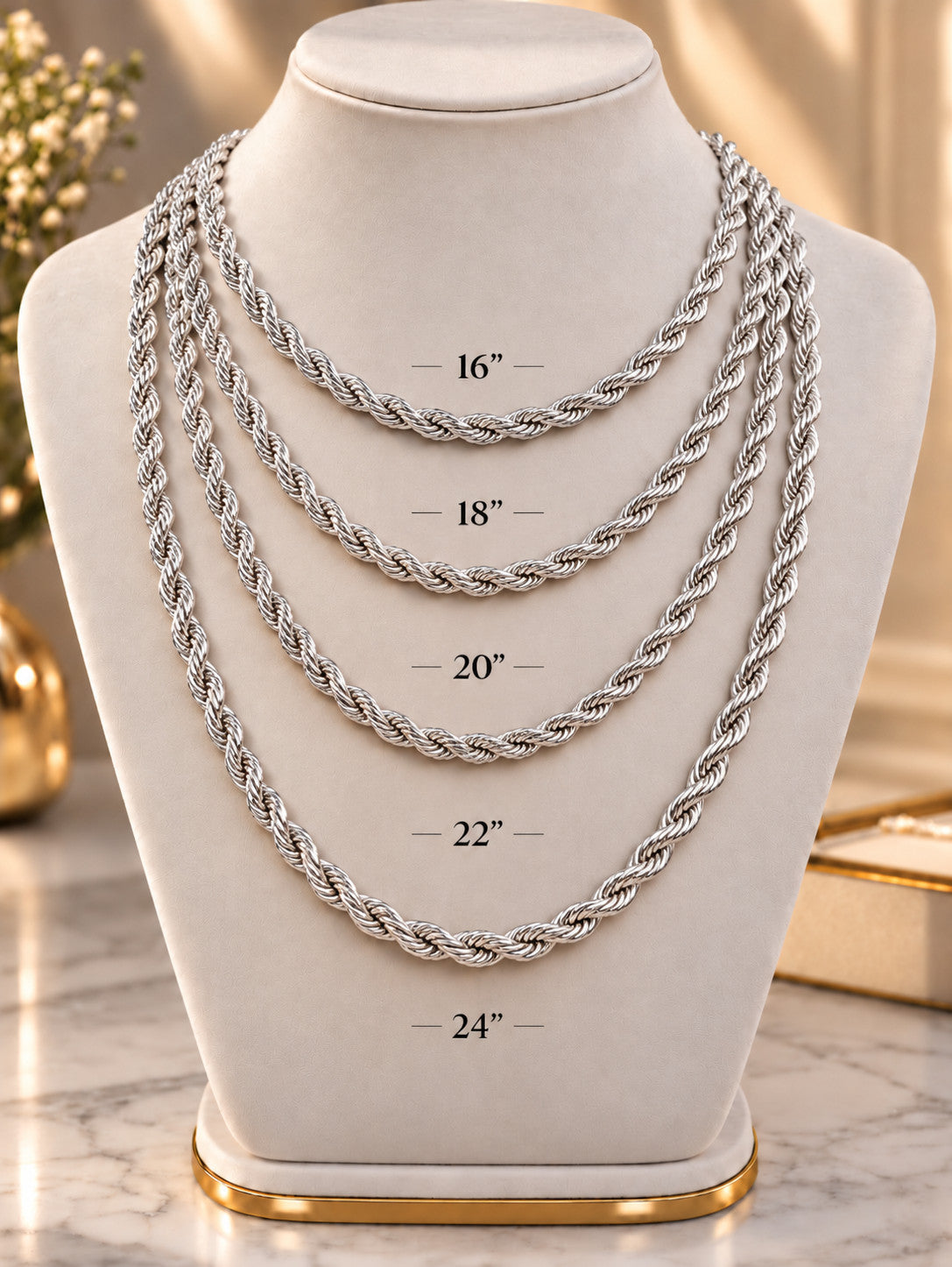 10mm 925 sterling silver diamond cut rope chain necklace
