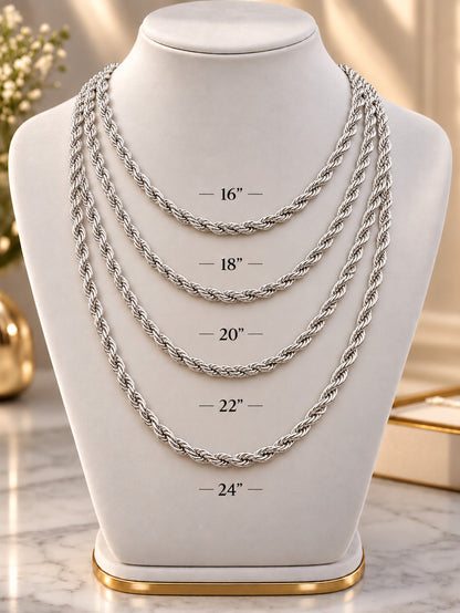 8mm 925 sterling silver diamond cut rope chain necklace