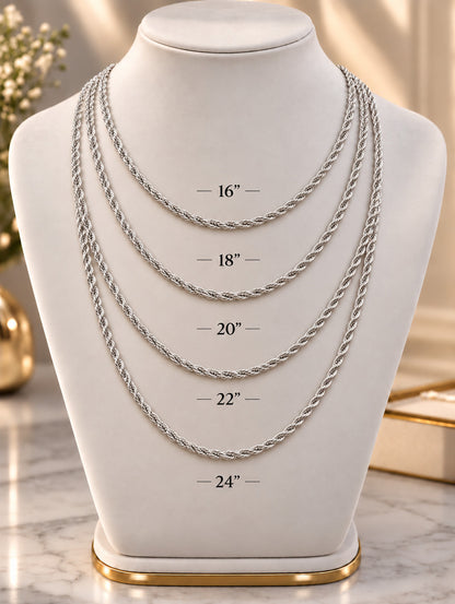 5.5mm 925 sterling silver diamond cut rope chain necklace