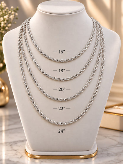 8.5mm 925 sterling silver diamond cut rope chain necklace