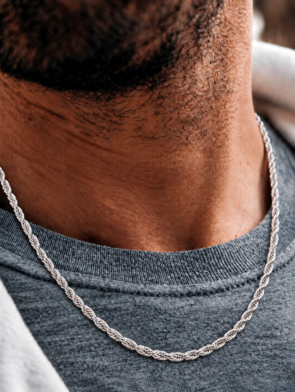 6mm 925 sterling silver diamond cut rope chain necklace
