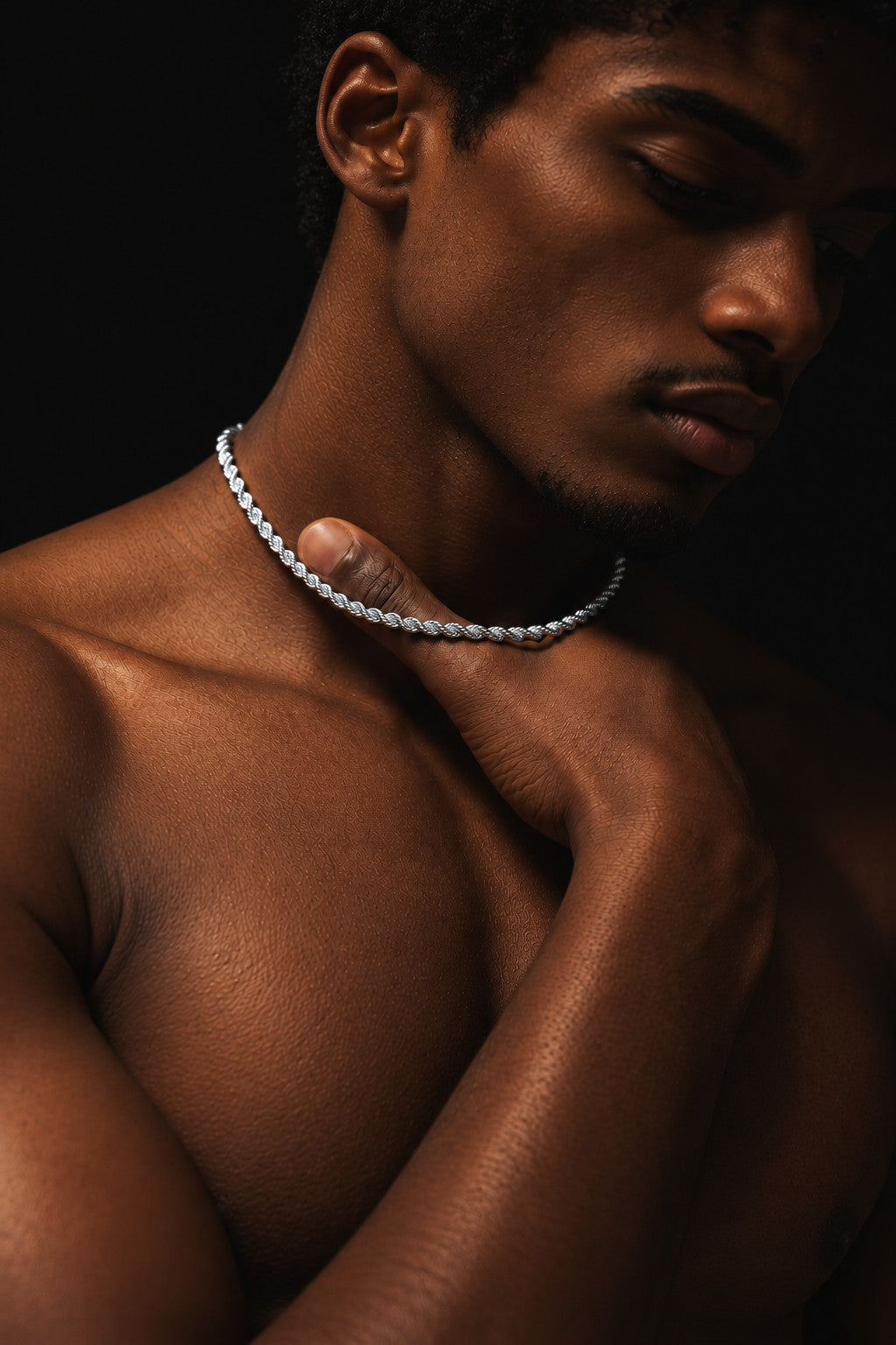 5mm 925 sterling silver diamond cut rope chain necklace