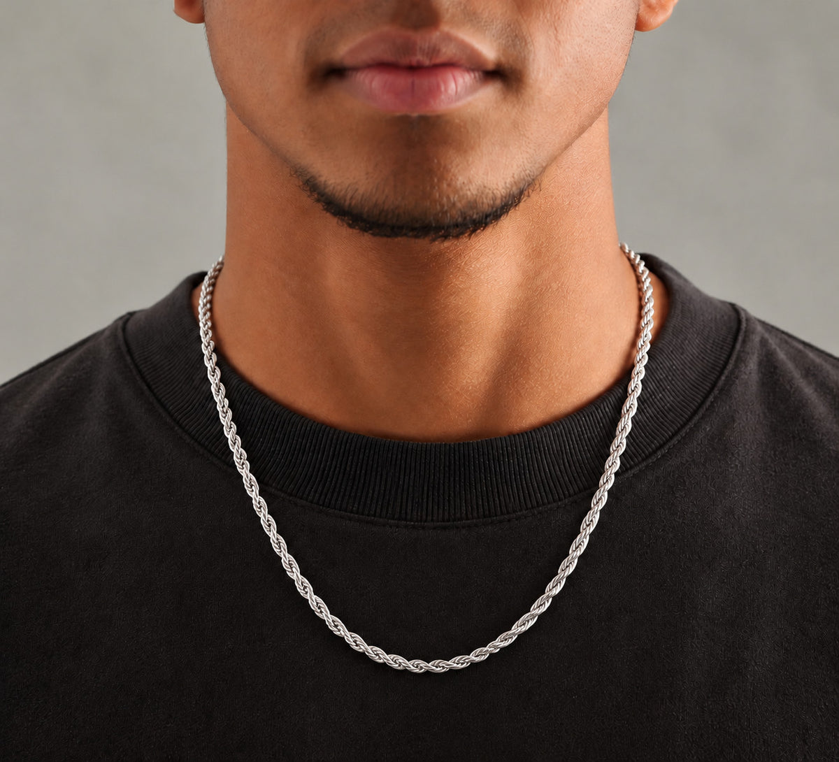 5mm 925 sterling silver diamond cut rope chain necklace