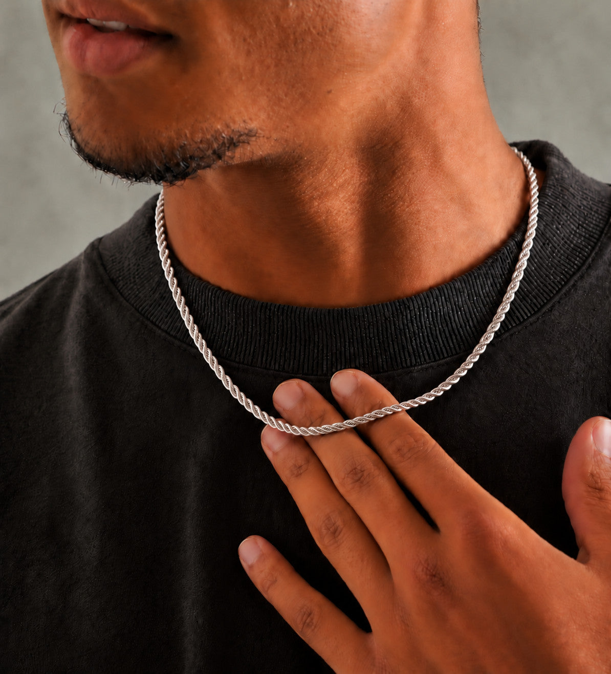 6.5mm 925 sterling silver diamond cut rope chain necklace