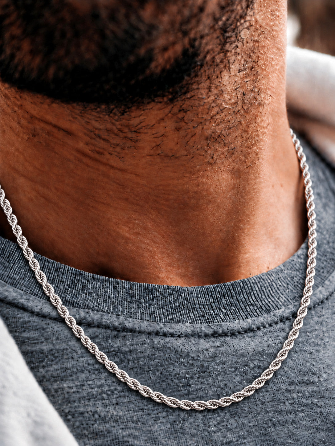 6.5mm 925 sterling silver diamond cut rope chain necklace