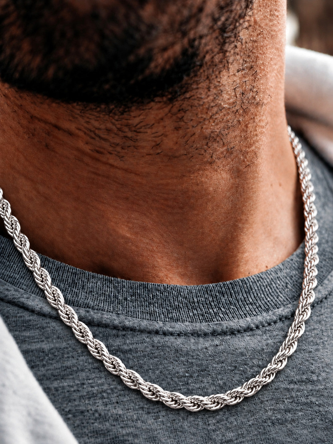 8mm 925 sterling silver diamond cut rope chain necklace
