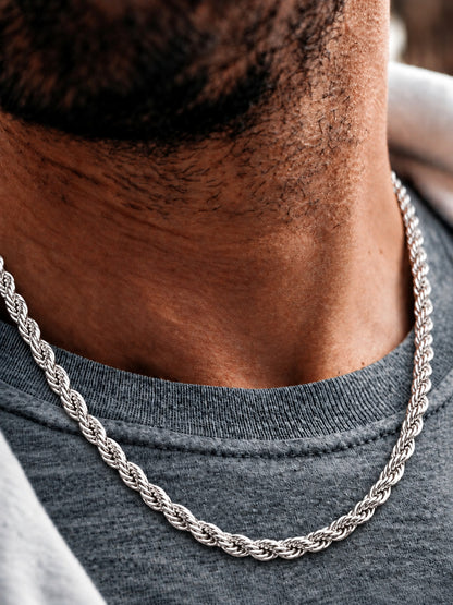 8mm 925 sterling silver diamond cut rope chain necklace