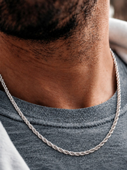 5mm 925 sterling silver diamond cut rope chain necklace