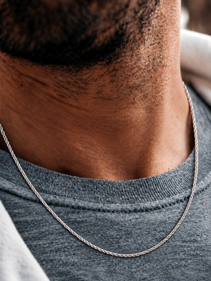 2mm 925 sterling silver diamond cut rope chain necklace