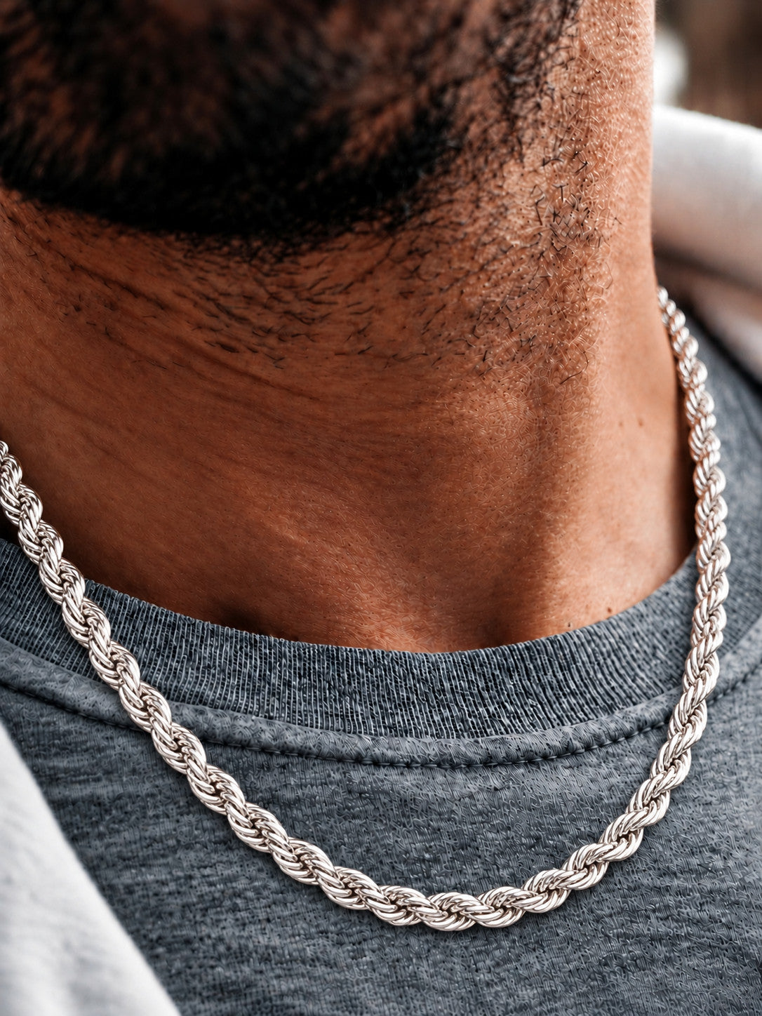 9mm 925 sterling silver diamond cut rope chain necklace