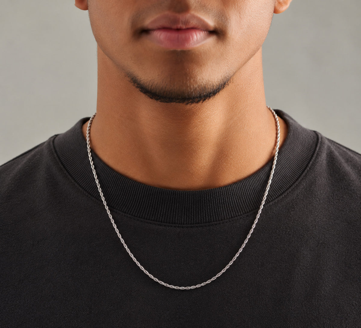 1mm 925 sterling silver diamond cut rope chain necklace