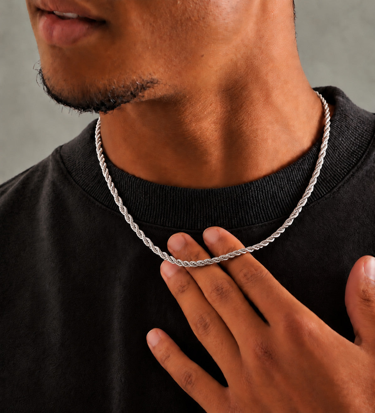 6mm 925 sterling silver diamond cut rope chain necklace