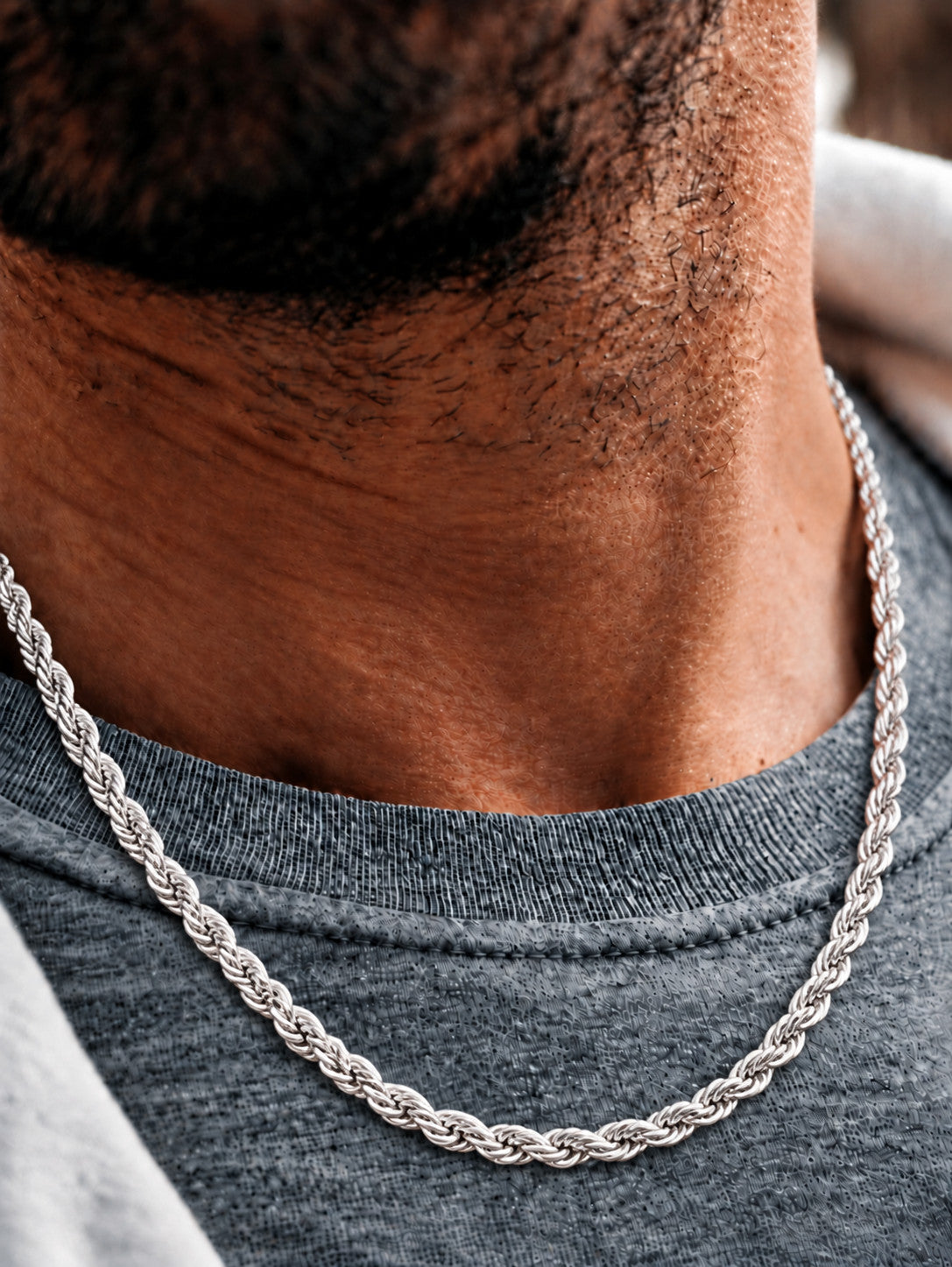 8.5mm 925 sterling silver diamond cut rope chain necklace