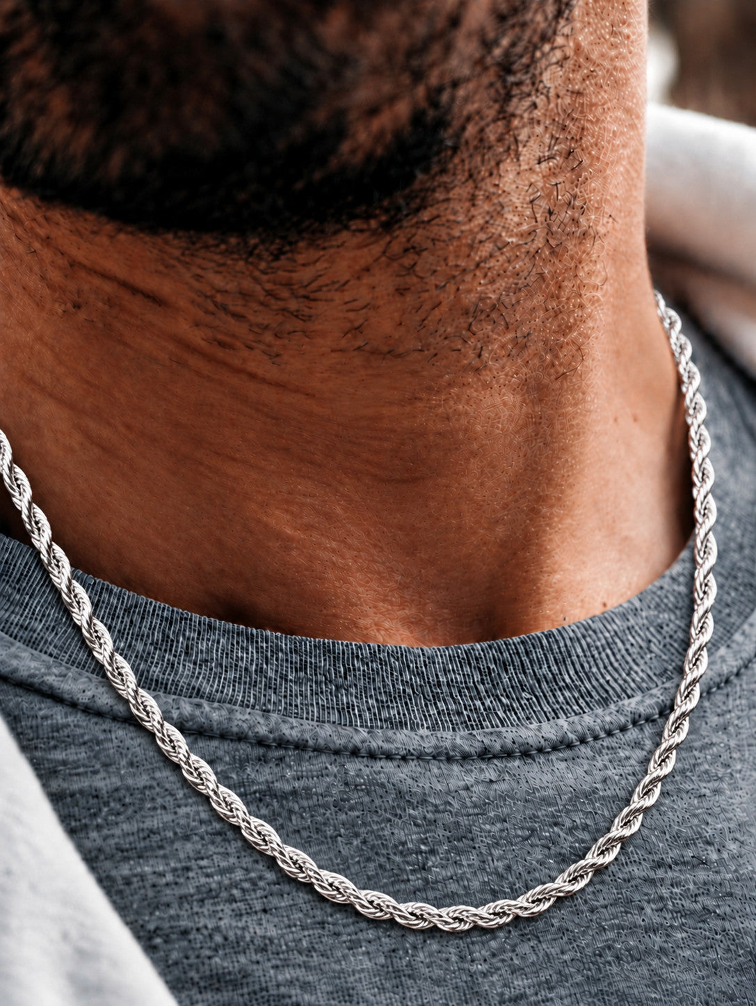 5.5mm 925 sterling silver diamond cut rope chain necklace