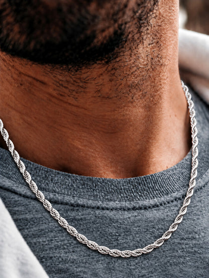 5.5mm 925 sterling silver diamond cut rope chain necklace
