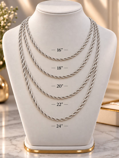 7.5mm 925 sterling silver diamond cut rope chain necklace